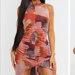 NWT Pretty Little Thing Mesh Halter Bodycon Dress